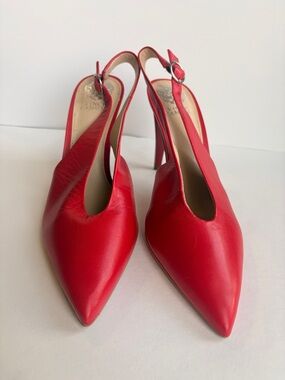 NWOT Vince Camuto Jayan Red Slingback Heels Size 8.5 New Leather Pumps